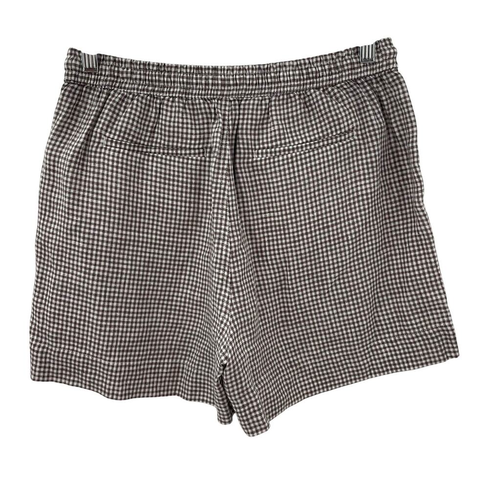 Quince 100% European Linen Shorts Taupe Brown Gingham S - Picture 10 of 10